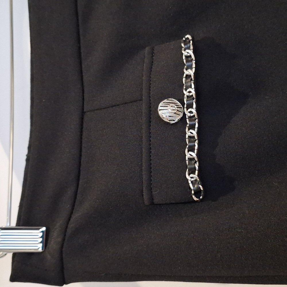 Ming Wang Elegant Black ALine Skirt with Chain Detail Stretch Size L - Picture 2 of 7